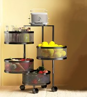 4 Layer (Round) Full Metal Fruit/Vegetable Rack with Wheels